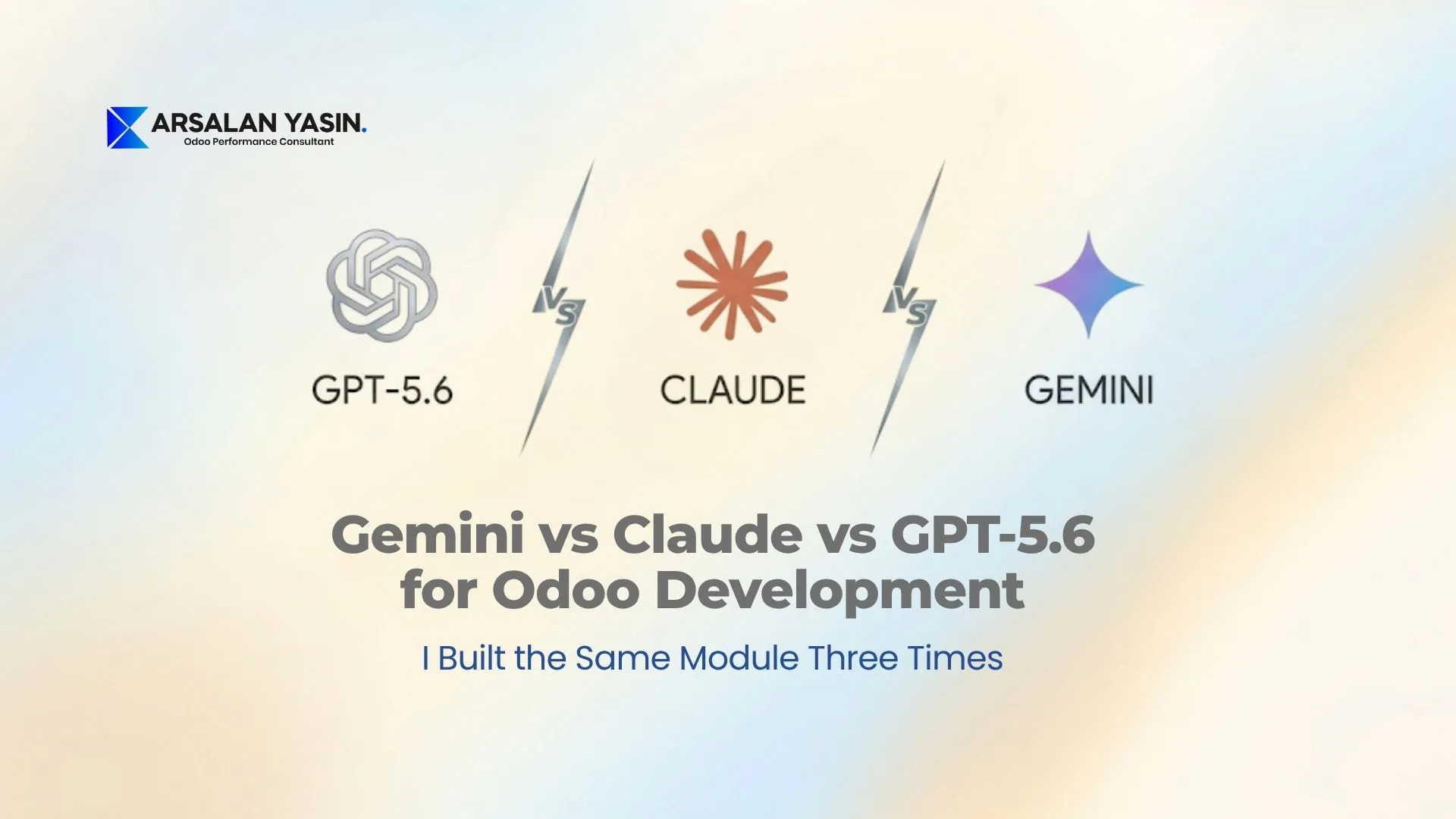 Gemini 3.5 vs Claude Opus 4.8 vs GPT-5.6 for Odoo development. Where each model breaks on ORM, views, and security, and what it really costs to review AI code.
