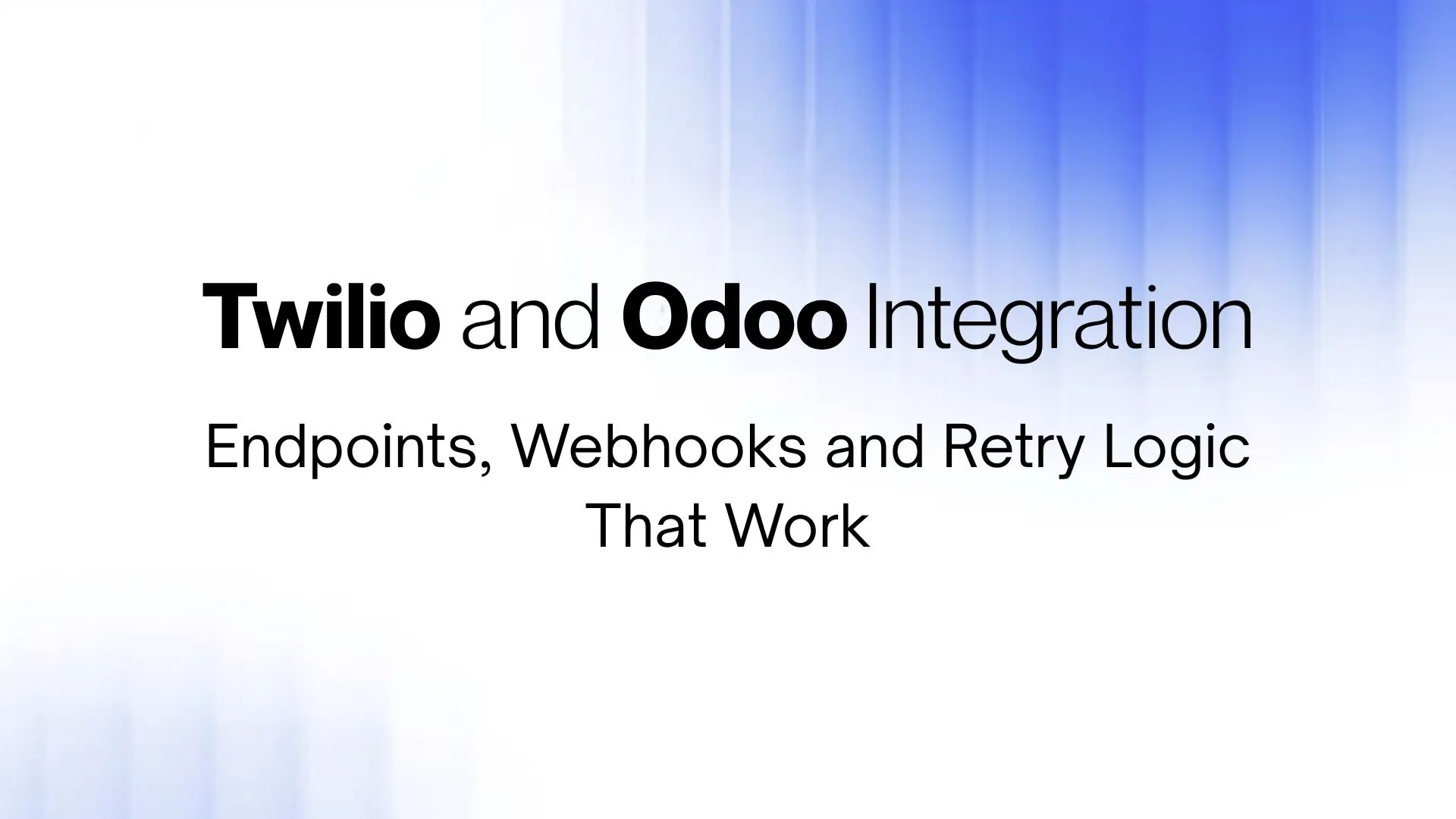 Odoo developer configuring a Twilio integration with Odoo showing message endpoints and error-handling logic on screen.