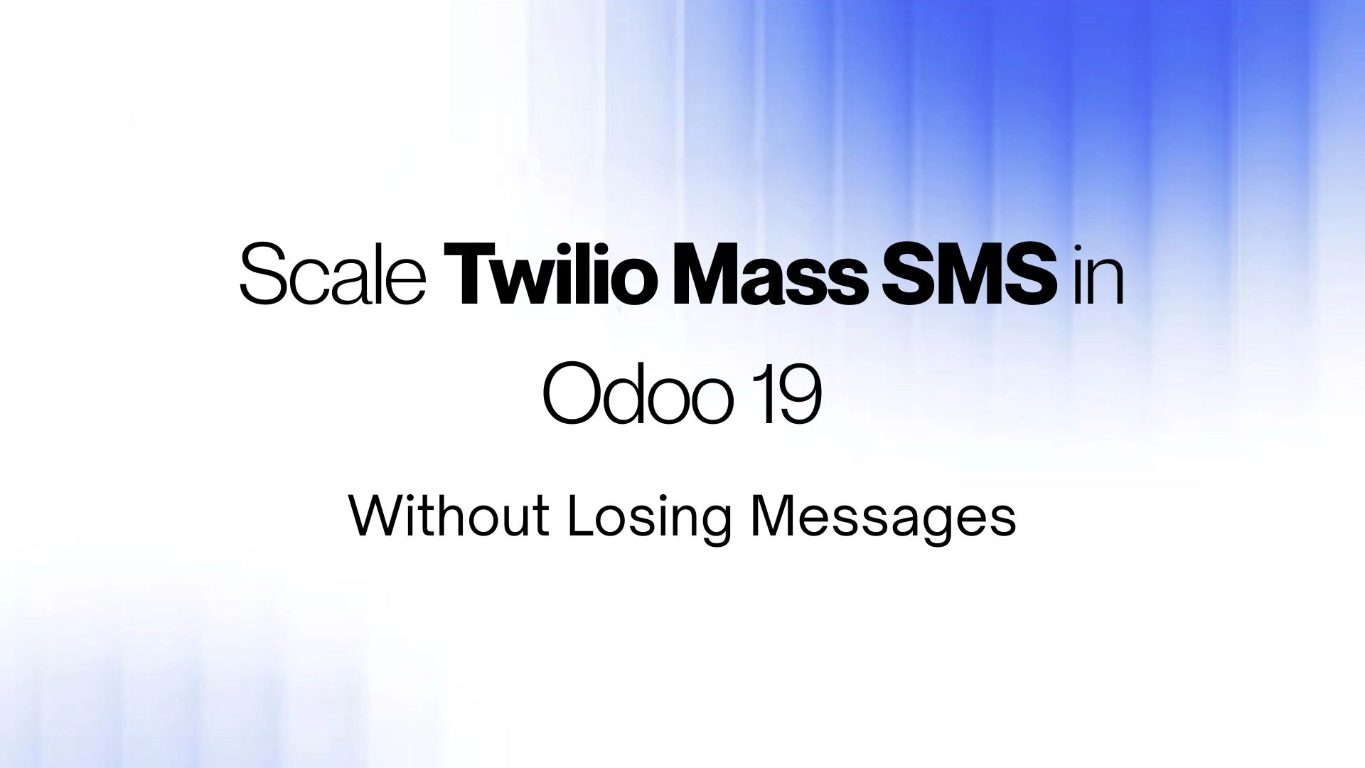 Mass-messaging architecture in Odoo using Twilio showing the outbound queue, throttled worker, status callback webhook and opt-out compliance layer